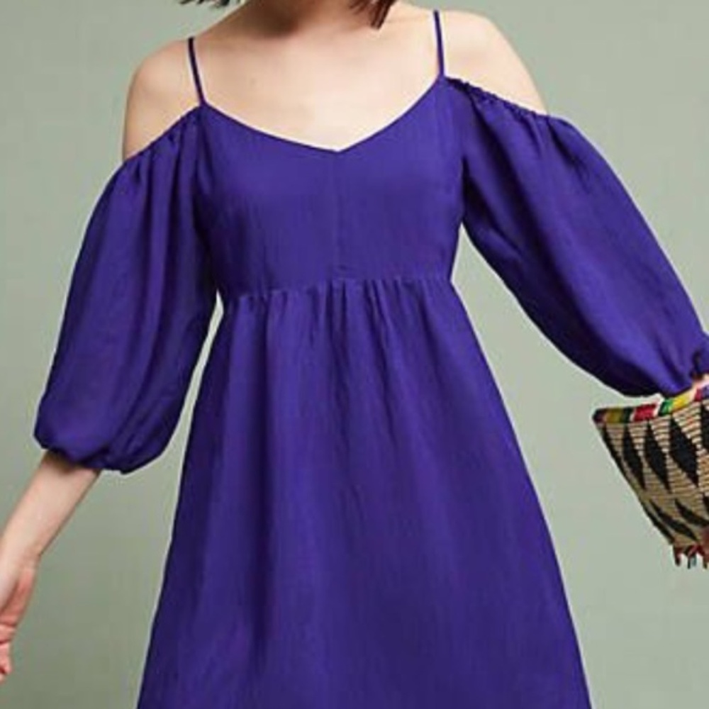 Moulinette Soeurs Blue off the shoulder dress